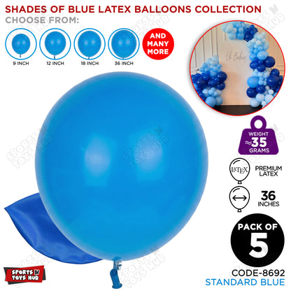 Blue Latex Solid Balloons Available In 9, 12, 18 & 36 Inch Sizes