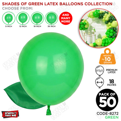 Green Latex Solid Balloons Available In 9, 12, 18 & 36 Inch Sizes