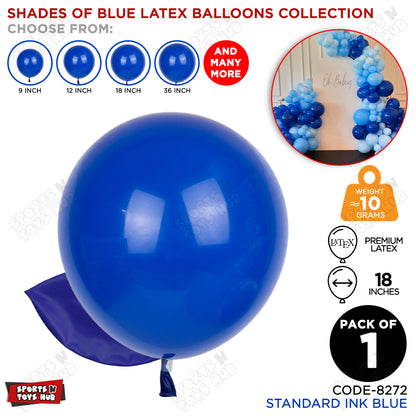 Ink Blue Latex Solid Balloons Available In 9, 12, 18 & 36 Inch Sizes