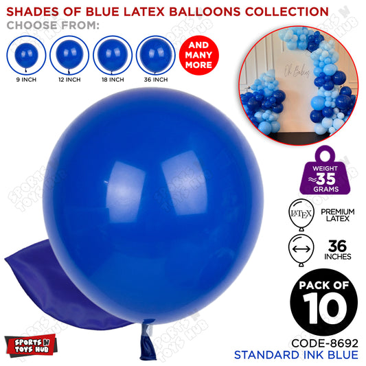 Ink Blue Latex Solid Balloons Available In 9, 12, 18 & 36 Inch Sizes