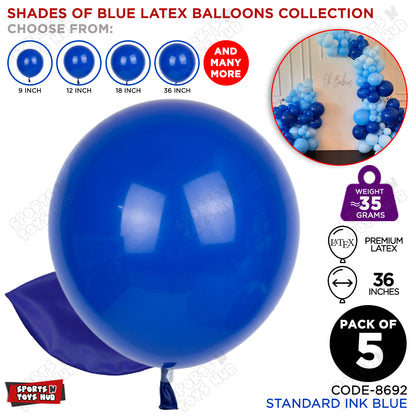Ink Blue Latex Solid Balloons Available In 9, 12, 18 & 36 Inch Sizes