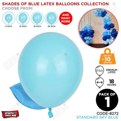 Sky Blue Latex Solid Balloons Available In 9, 12, 18 & 36 Inch Sizes