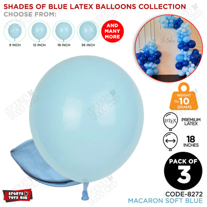 Soft Blue Macaron Latex Balloons Available In 9, 12, 18 & 36 Inch Sizes