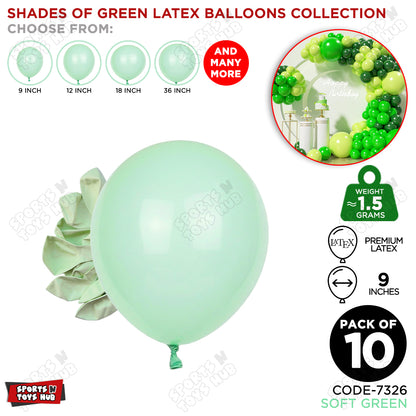 Soft Green Latex Macaron Balloons Available In 9, 12, 18 & 36 Inch Sizes