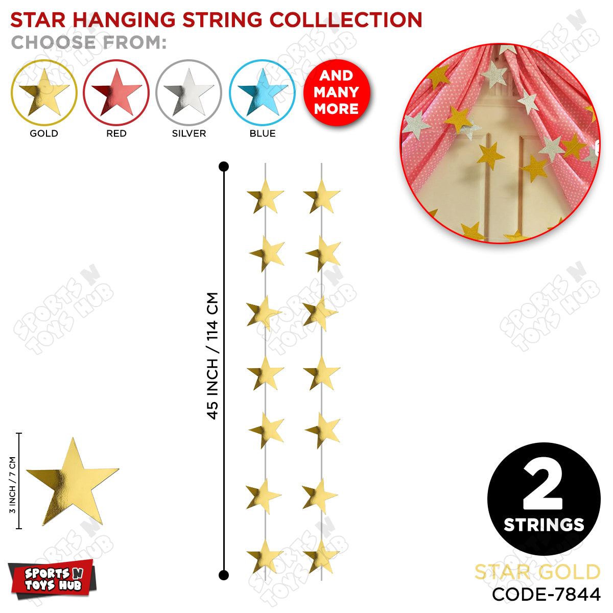 Star Shape Hanging Strings - Pack Of 2