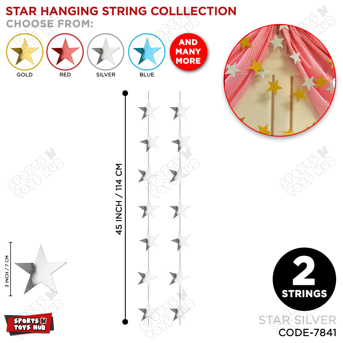 Star Shape Hanging Strings - Pack Of 2