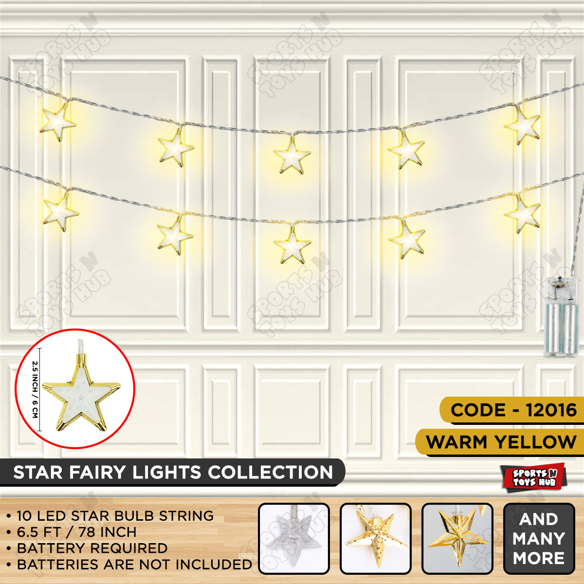 6.5 FT Star Shape Fairy LED Lights