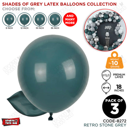 Stone Grey Latex Balloons Available In 9, 12, 18 & 36 Inch Sizes