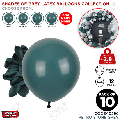 Stone Grey Latex Balloons Available In 9, 12, 18 & 36 Inch Sizes