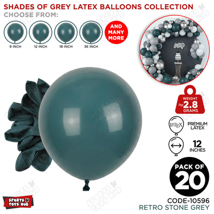 Stone Grey Latex Balloons Available In 9, 12, 18 & 36 Inch Sizes