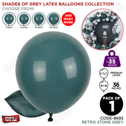 Stone Grey Latex Balloons Available In 9, 12, 18 & 36 Inch Sizes