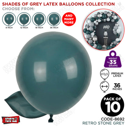 Stone Grey Latex Balloons Available In 9, 12, 18 & 36 Inch Sizes