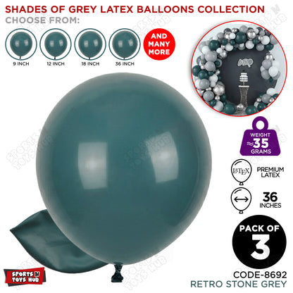 Stone Grey Latex Balloons Available In 9, 12, 18 & 36 Inch Sizes