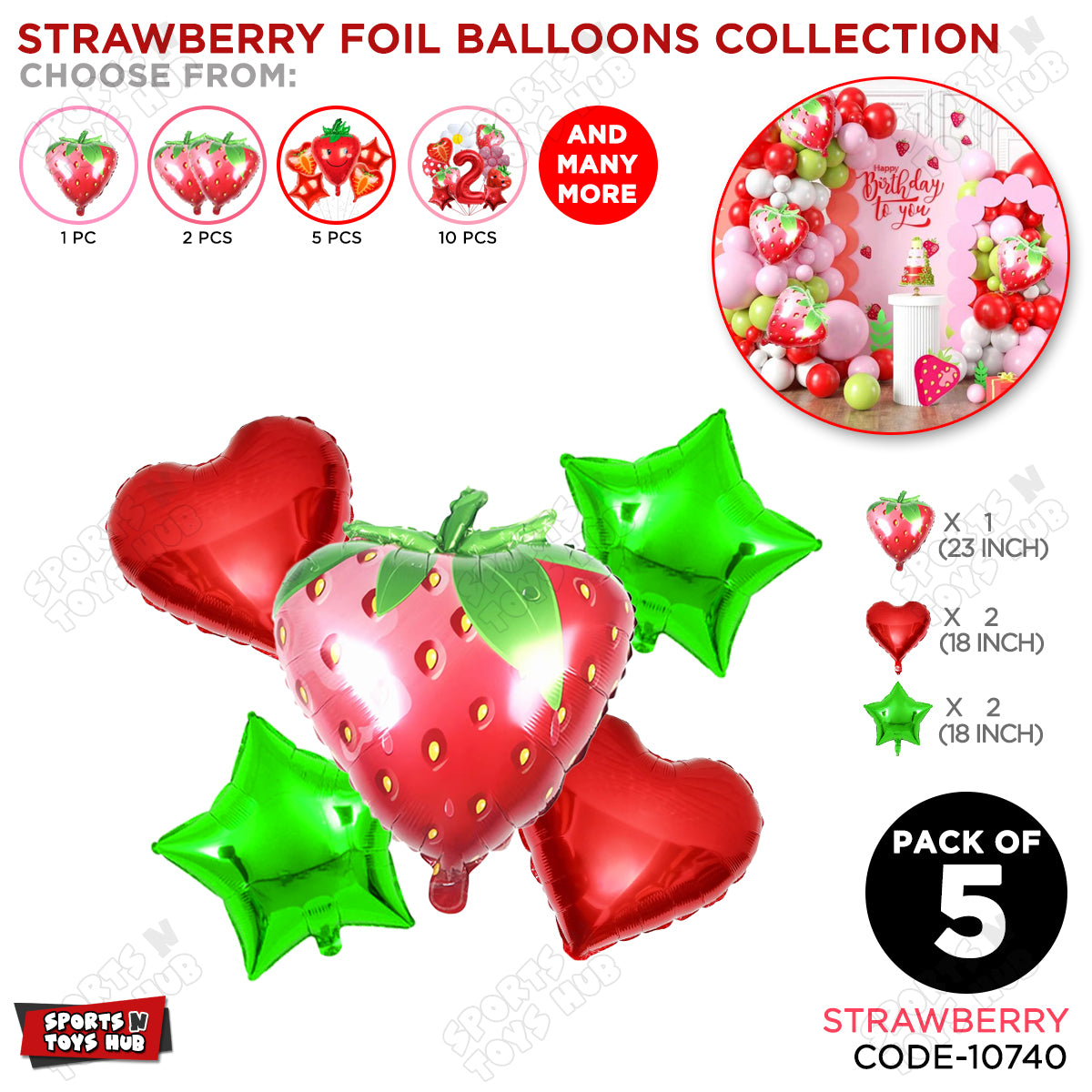 Strawberry Foil Balloon Set Collection