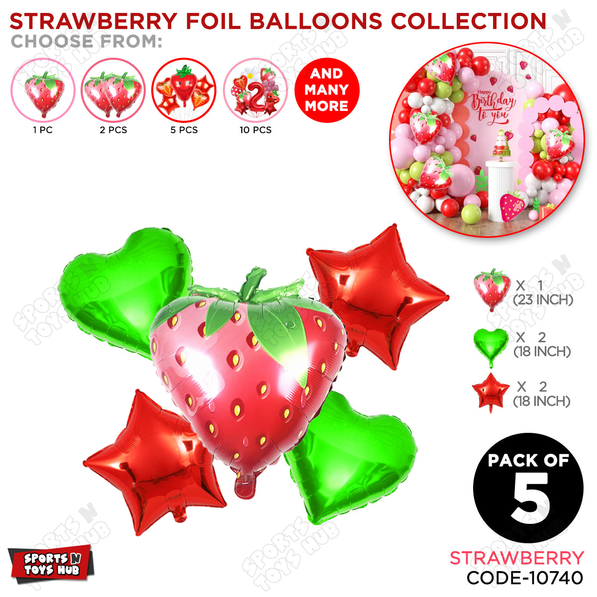 Strawberry Foil Balloon Set Collection