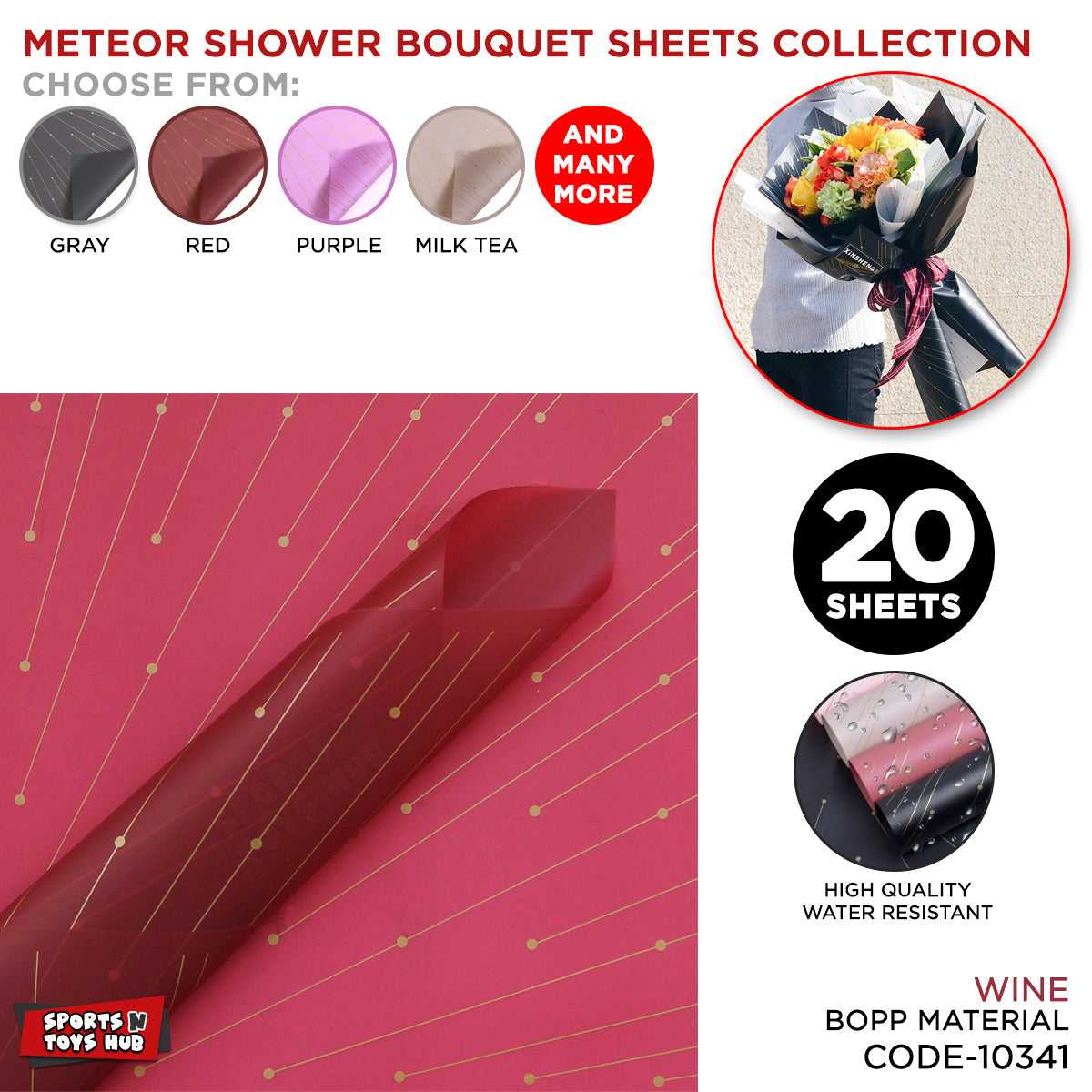 New Meteor Shower Linear Orbicular Pattern Translucent Floral Wrapping Sheets