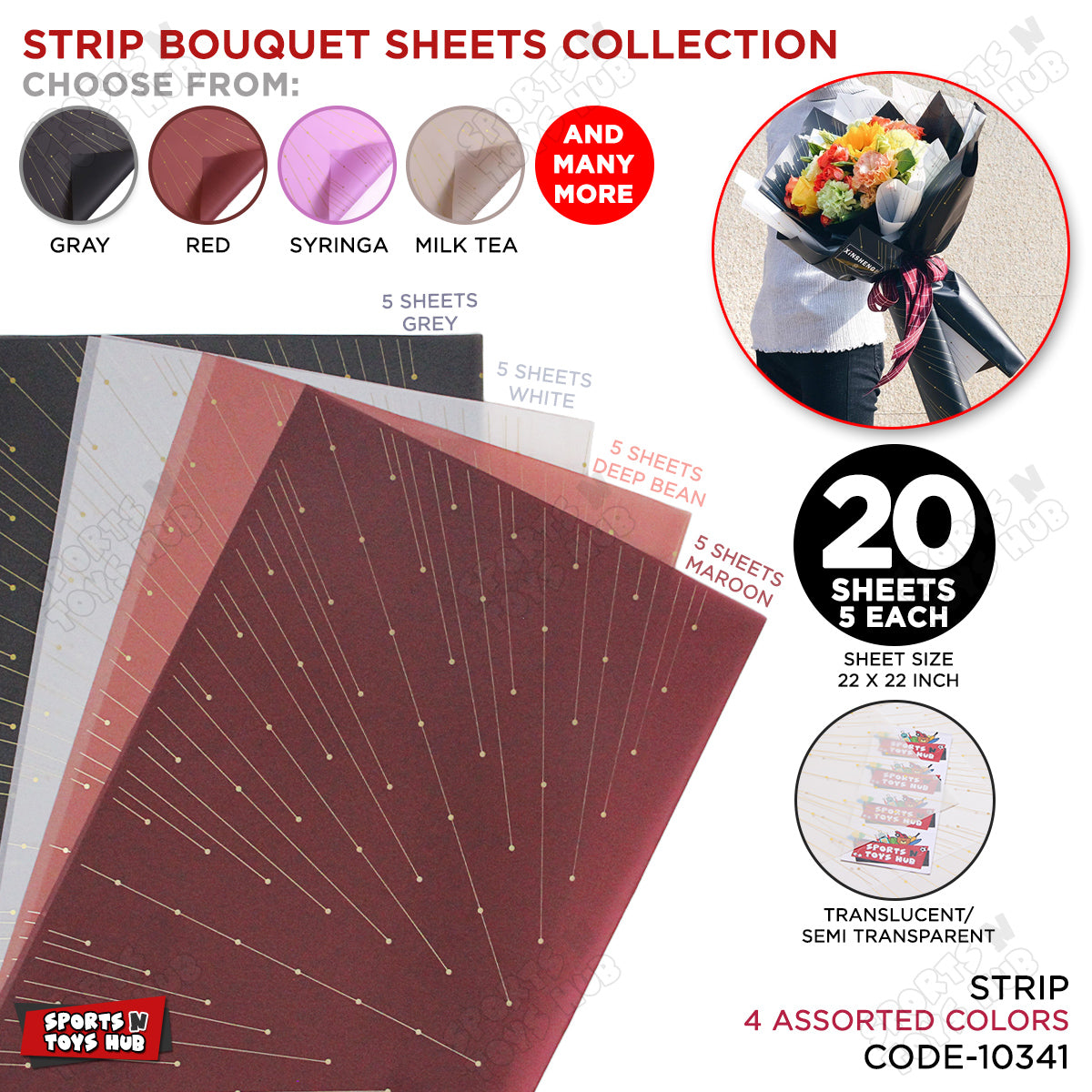 Meteor Shower Linear Orbicular Pattern Translucent Floral Wrapping Sheets