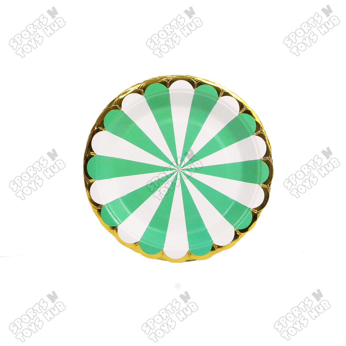 Disposable Printed Striped Pattern Plates with Foil Edge - Pack Of 10