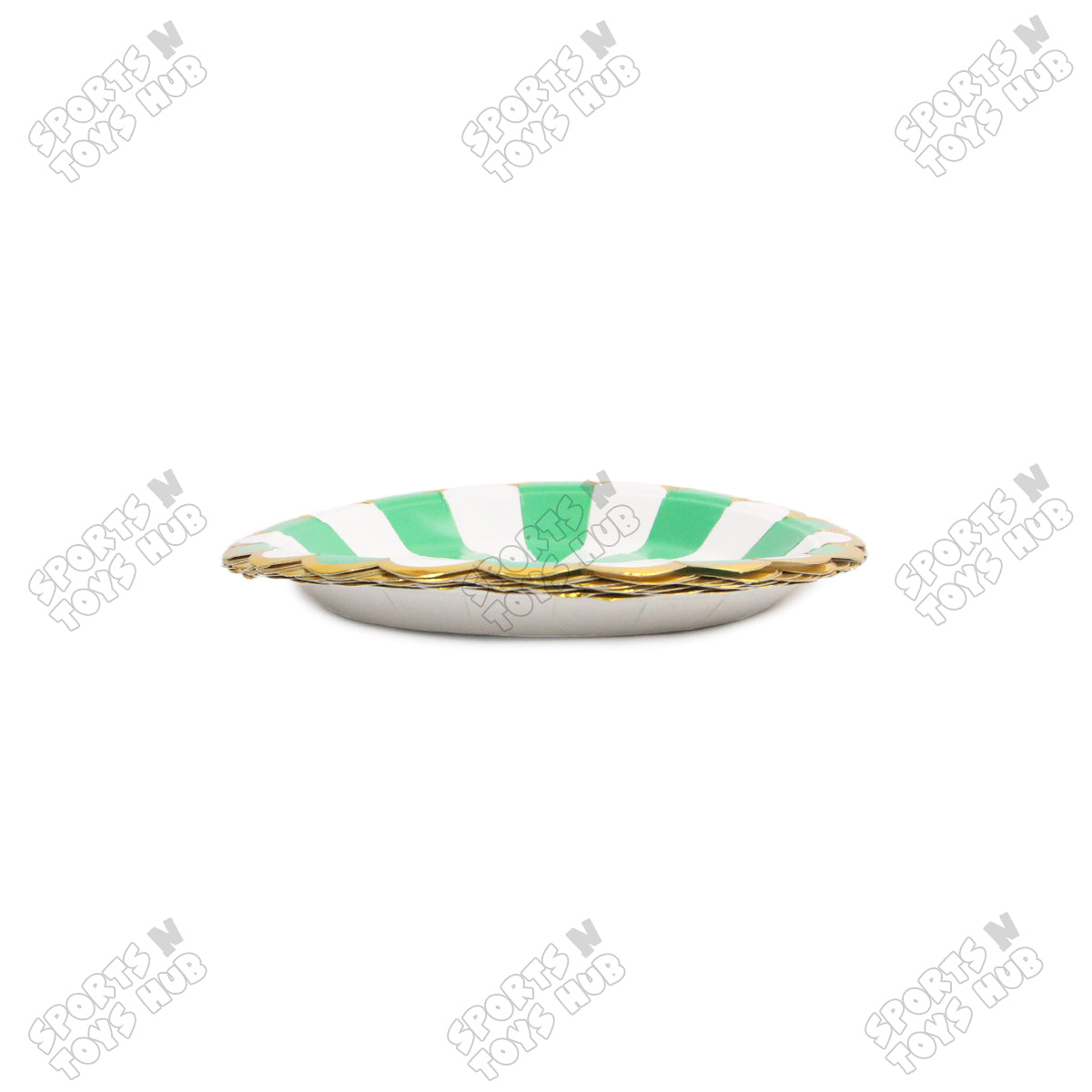 Disposable Printed Striped Pattern Plates with Foil Edge - Pack Of 10
