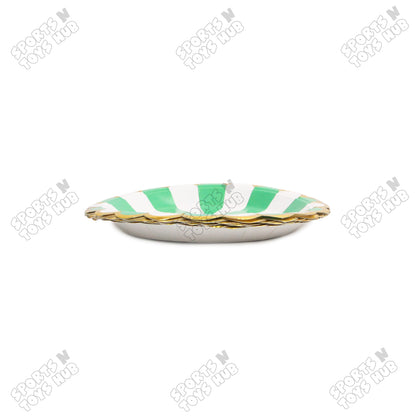 Disposable Printed Striped Pattern Plates with Foil Edge - Pack Of 10