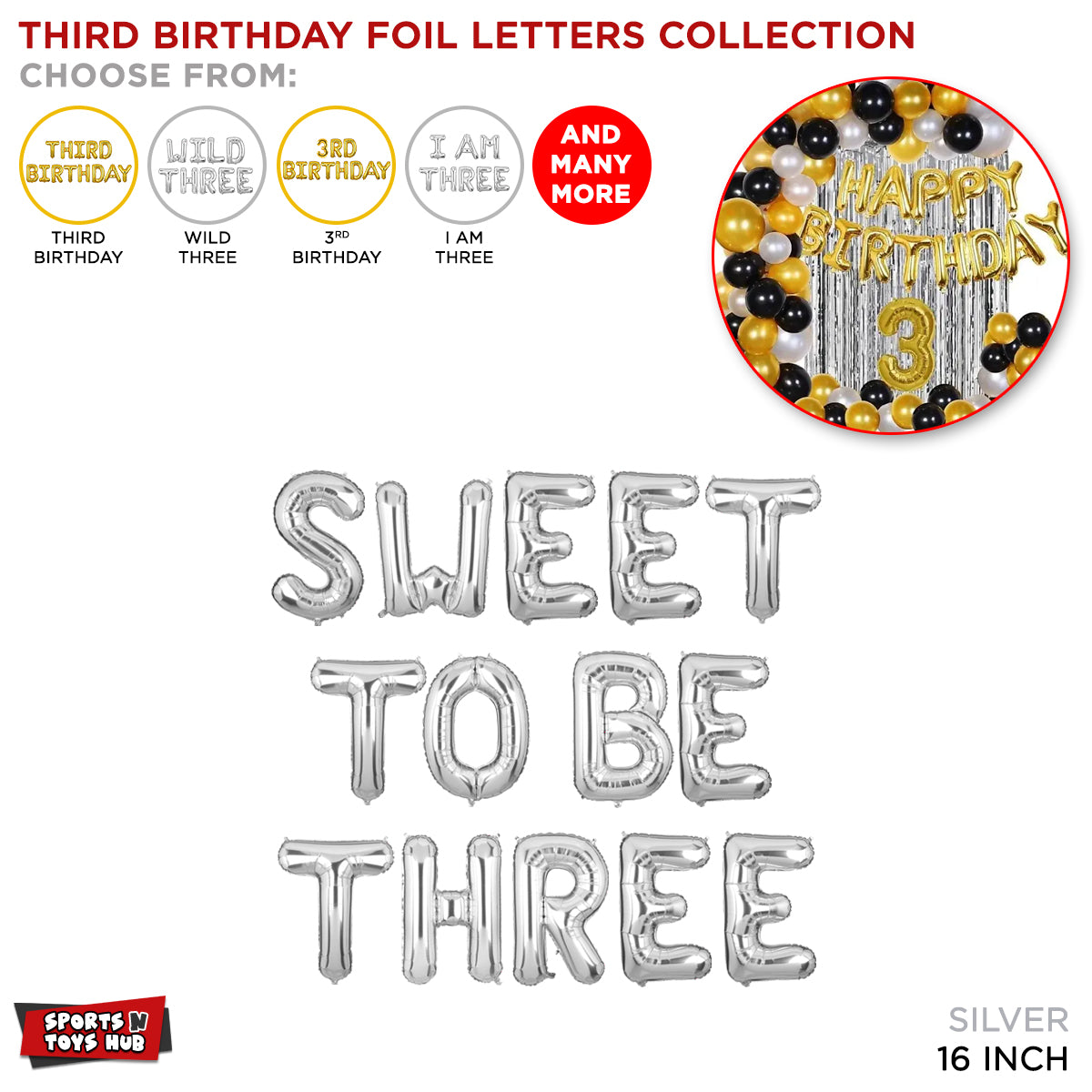Third Birthday Silver Foil Letter Collection