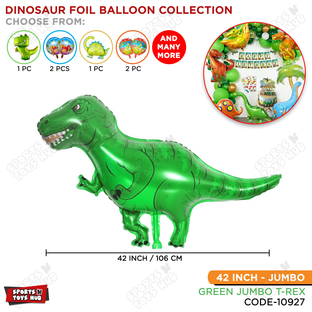 Jumbo T-Rex Dino Foil Balloon
