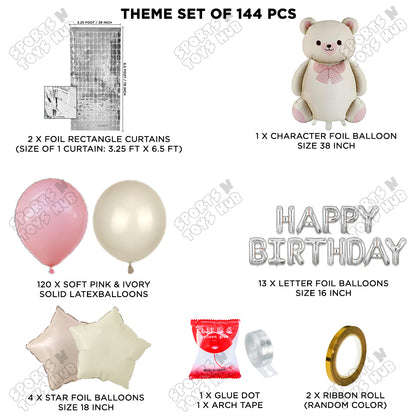 Vintage Teddy Bear Foil Balloon Set With Happy Birthday Foil Letter Arch Theme