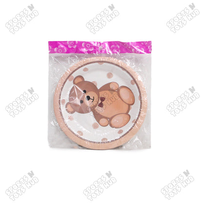 Teddy Bear Printed Cartoon Character Disposable Paper Plates for Birthday Parties - Pack of 10