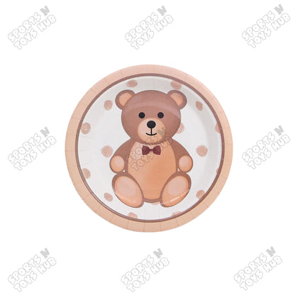 Teddy Bear Printed Cartoon Character Disposable Paper Plates for Birthday Parties - Pack of 10