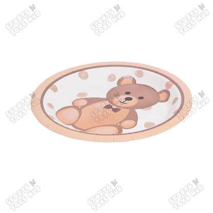 Teddy Bear Printed Cartoon Character Disposable Paper Plates for Birthday Parties - Pack of 10