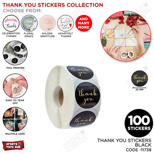 Thank You Sticker Roll for Packaging & Gifts - 100 Pcs