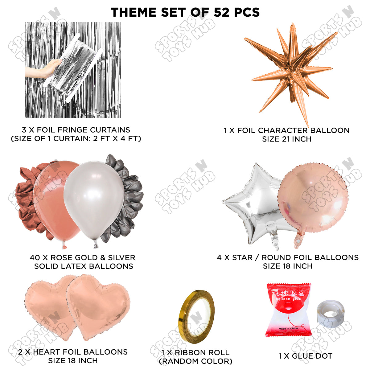 Brust Star Rose Gold Color Foil Balloon Party Decoration Set Theme