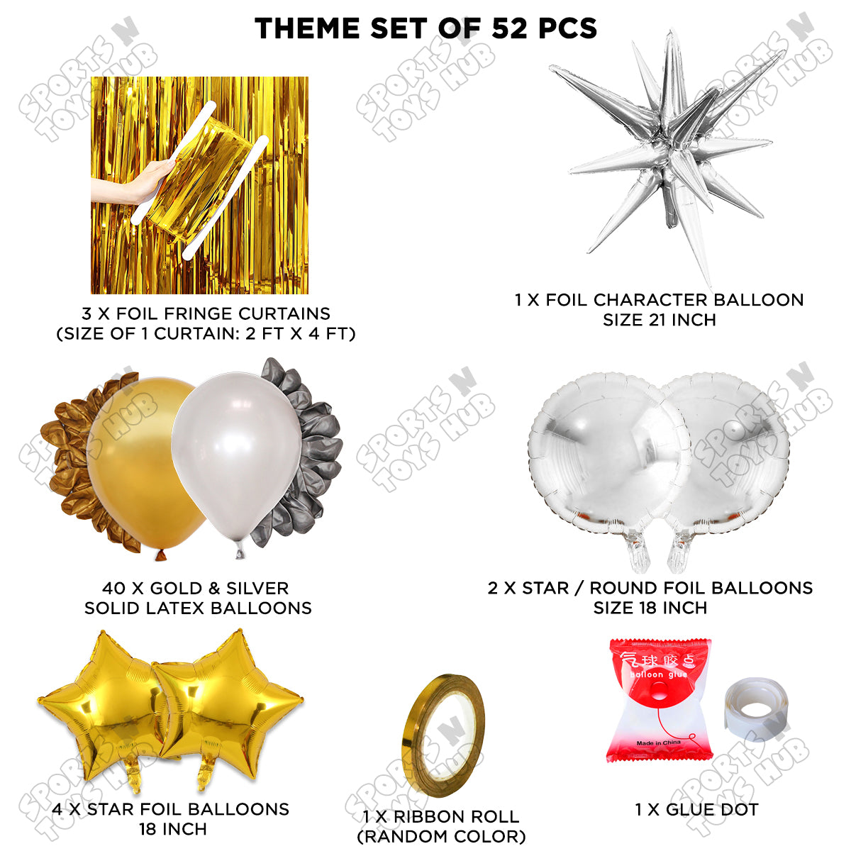 Brust Star Silver Color Foil Balloon Party Decoration Set Theme