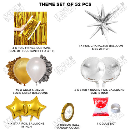 Brust Star Silver Color Foil Balloon Party Decoration Set Theme