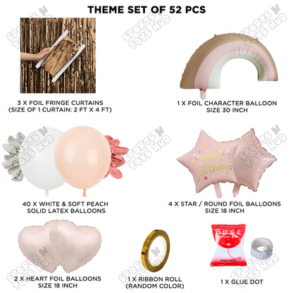 Pastel Pink Matte Color Rainbow Cloud Foil Balloon Theme Decoration Set