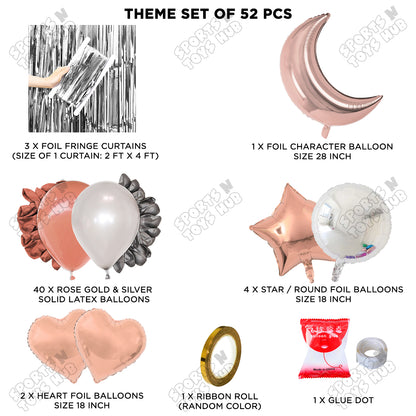 Crescent Moon RoseGold Color Foil Balloon Party Decoration Set Theme
