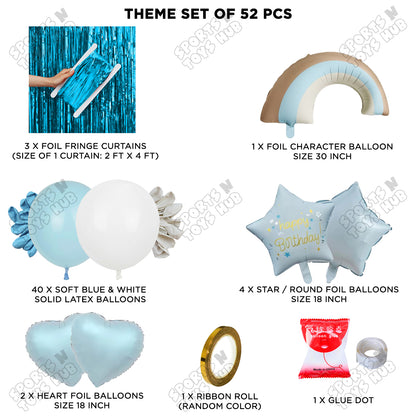 Pastel Blue Matte Color Rainbow Cloud Foil Balloon Theme Decoration Set
