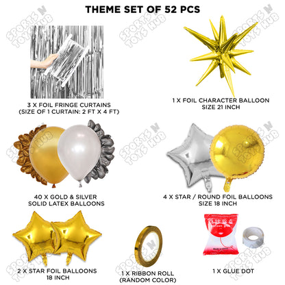 Brust Star Gold Color Foil Balloon Party Decoration Set Theme