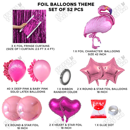 Flamingo Cartoon Character Bird Pink Color Foil Balloon Set Theme