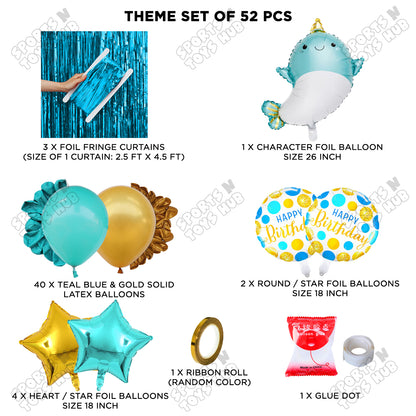Cute Whale Foil Balloon Theme Decoration Set