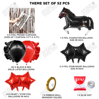 Cartoon Black Horse Theme Foil Balloon Set – Kids Birthday Party Decoration Kit, Cute Horse Foil Balloons for Baby Shower, Farm Animal Theme Party, Photo Booth Backdrop & Event Decorations