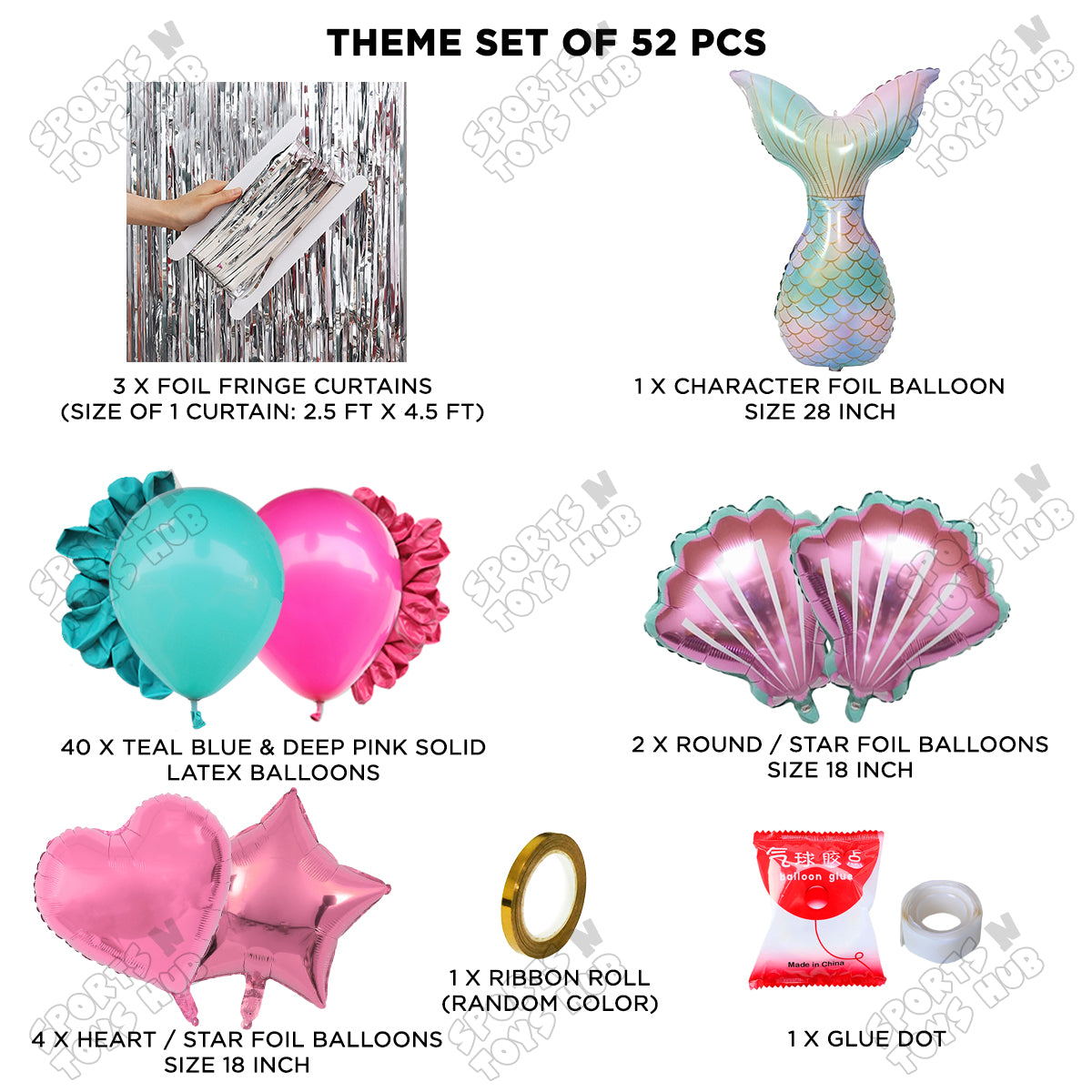 Mermaid Tail Foil Balloon Theme Decoration Set