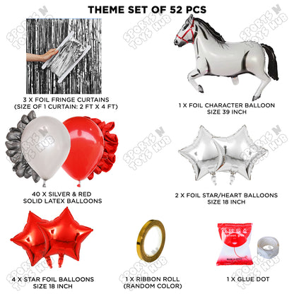 Cartoon White Horse Theme Foil Balloon Set – Kids Birthday Party Decoration Kit, Cute Horse Foil Balloons for Baby Shower, Animal Theme Party, Farm Celebration, Photo Booth Backdrop & Event Decorations