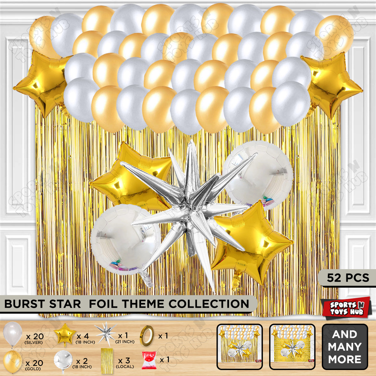 Brust Star Silver Color Foil Balloon Party Decoration Set Theme