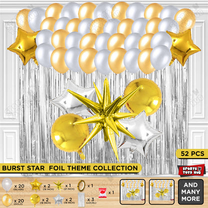 Brust Star Gold Color Foil Balloon Party Decoration Set Theme