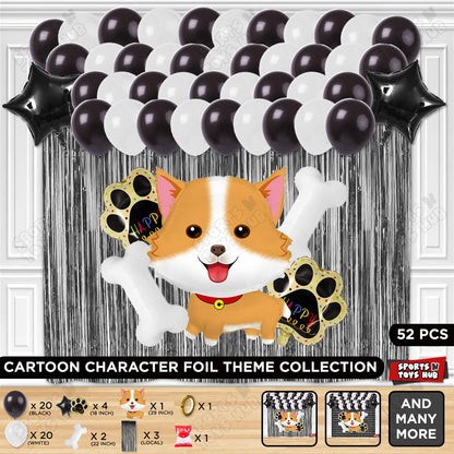 Cartoon Dog Puppy Theme Foil Balloon Set – Adorable Birthday Party Decorations for Kids, Baby Celebration & Events