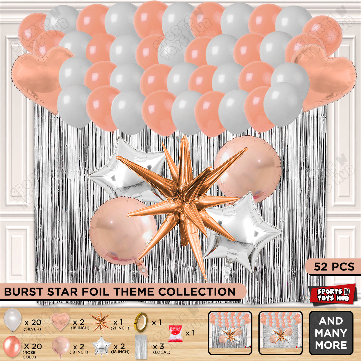 Brust Star Rose Gold Color Foil Balloon Party Decoration Set Theme