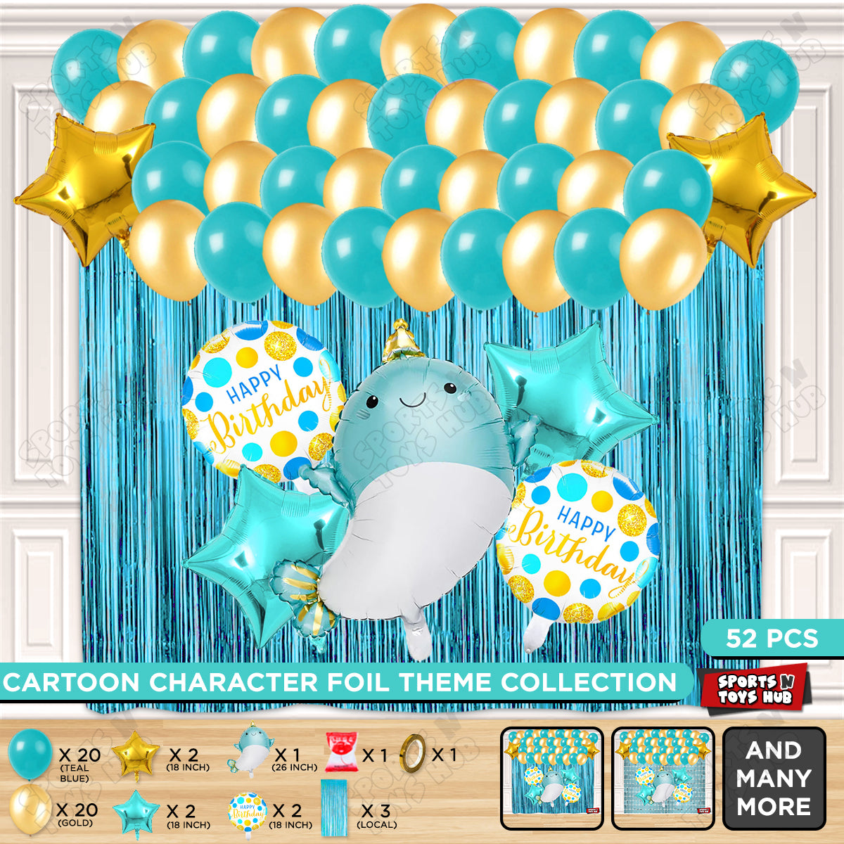 Cute Whale Foil Balloon Theme Decoration Set