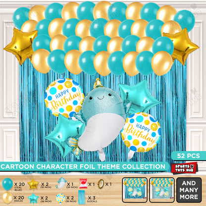 Cute Whale Foil Balloon Theme Decoration Set