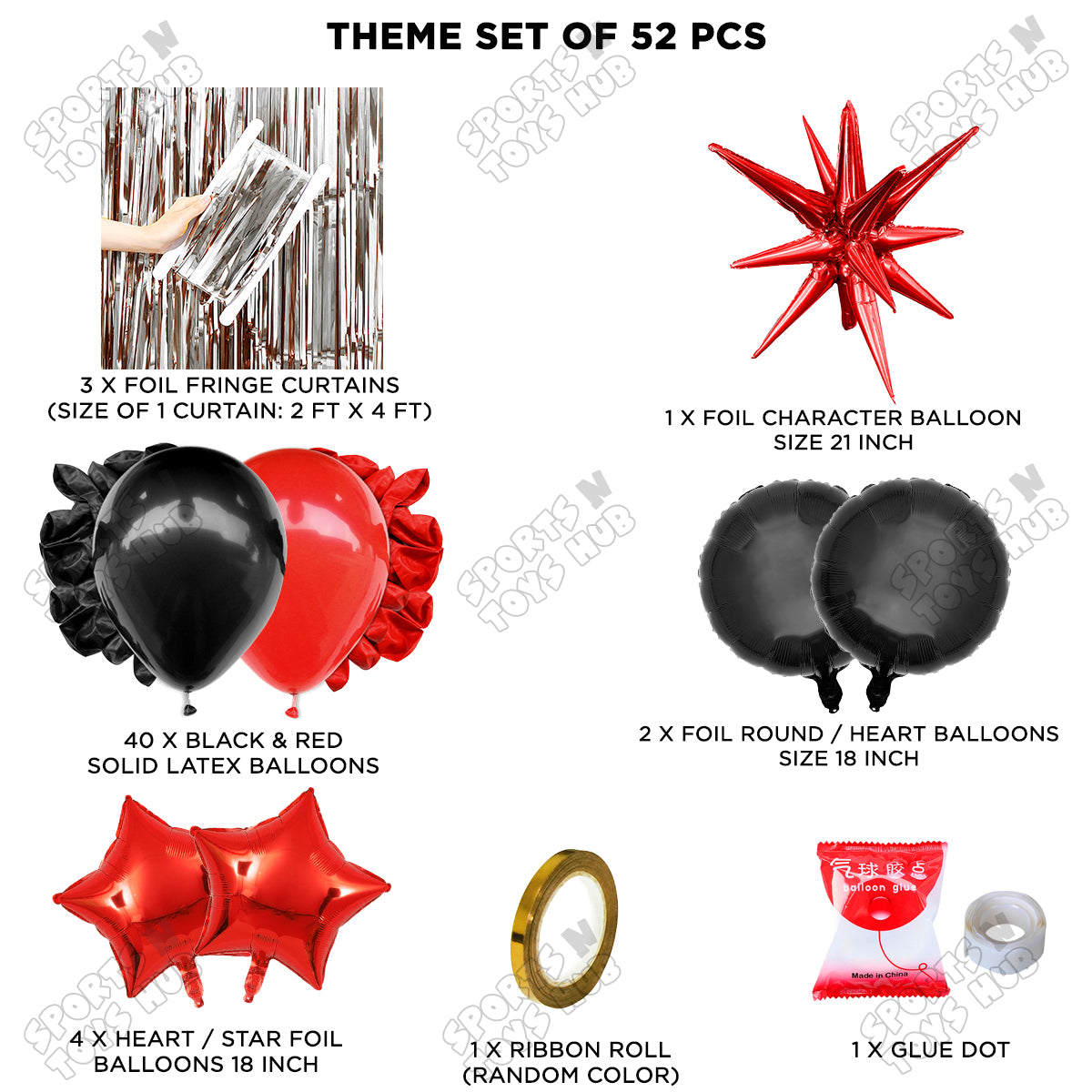 Brust Star Red Color Foil Balloon Party Decoration Set Theme